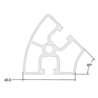 10-4545R45-0-24IN MODULAR SOLUTIONS EXTRUDED PROFILE<br>45MM X 45MM 45DEG ROUND, CUT TO THE LENGTH OF 24 INCH